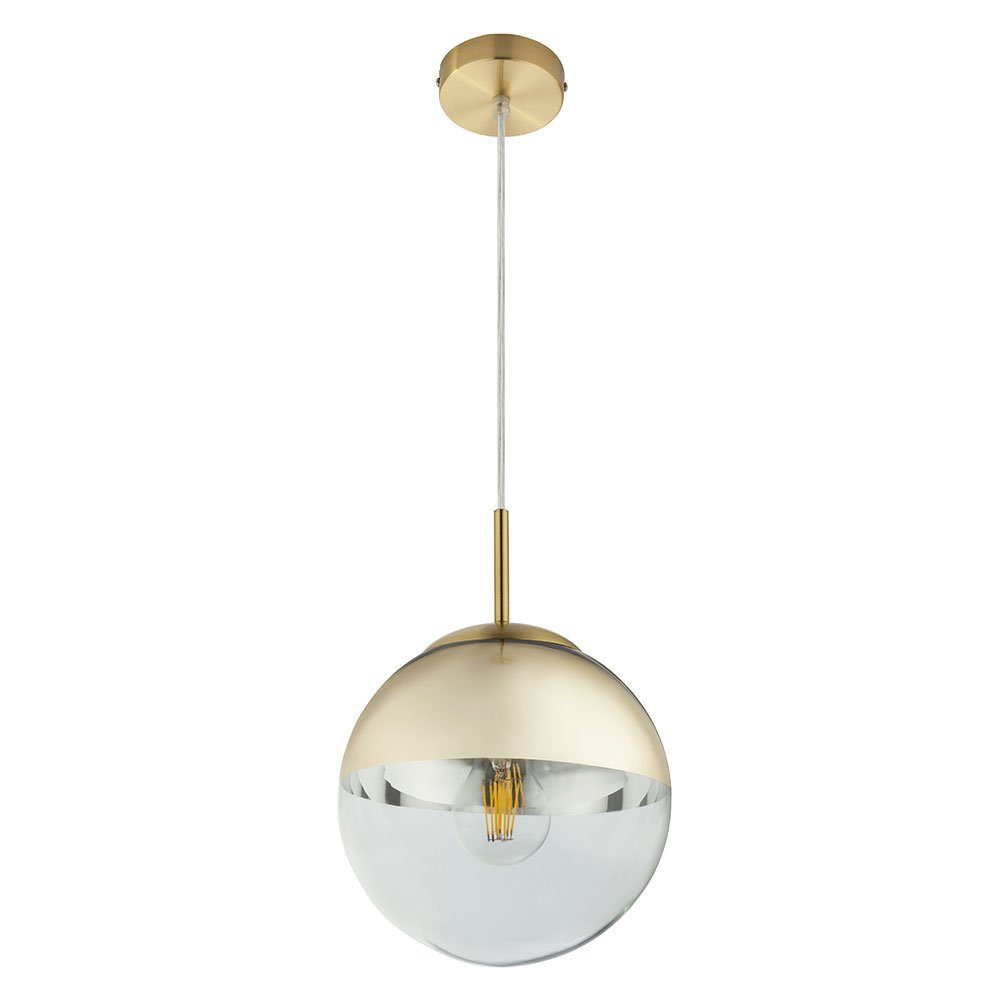 GLOBO LIGHTING Hängeleuchte, Leuchtmittel nicht inklusive, Pendellampe Hängeleuchte Esstischlampe Glaskugel gold klar H 120 cm