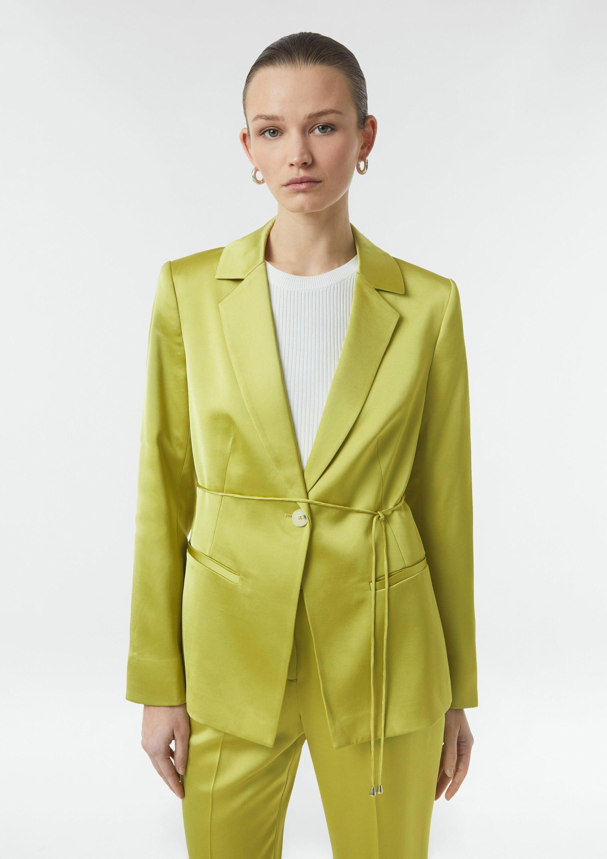 comma Jackenblazer Indoor-Blazer Antaillierter Satin-Blazer mit Bindegürtel günstig online kaufen