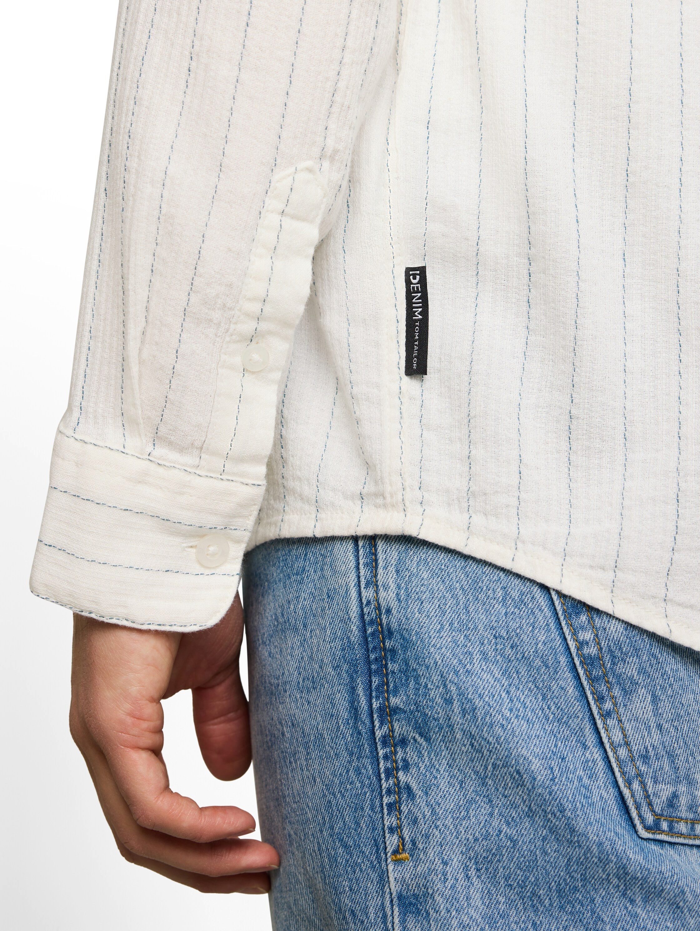 TOM TAILOR Denim Langarmshirt mit Streifen Muster