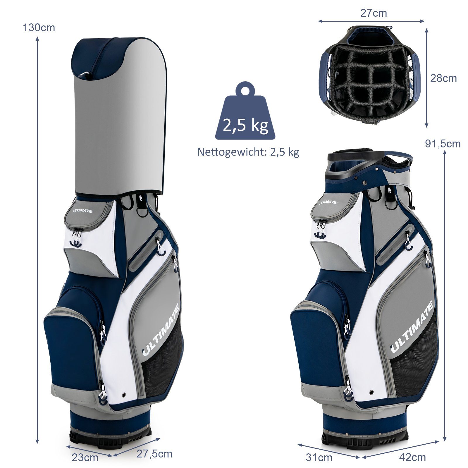 COSTWAY Golfbag-Regenschutz Golftasche, mit 14 Trennwänden