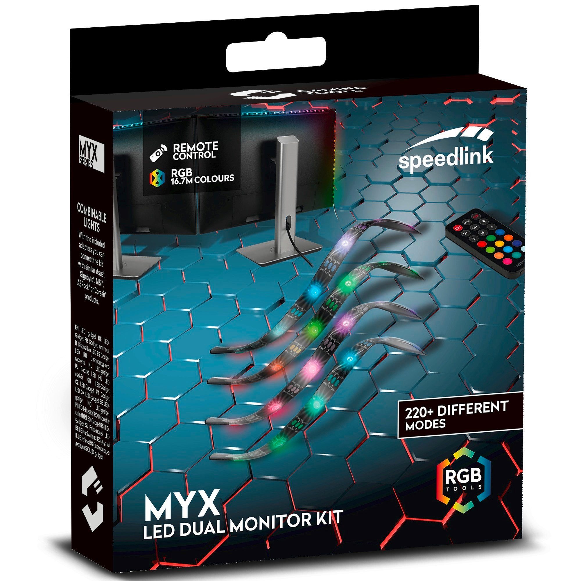 Speedlink LED Dekolicht MYX LED PC 2x Monitor Kit Stripe Leiste, Beleuchtung, Gaming Bildschirm, Farbwechsel
