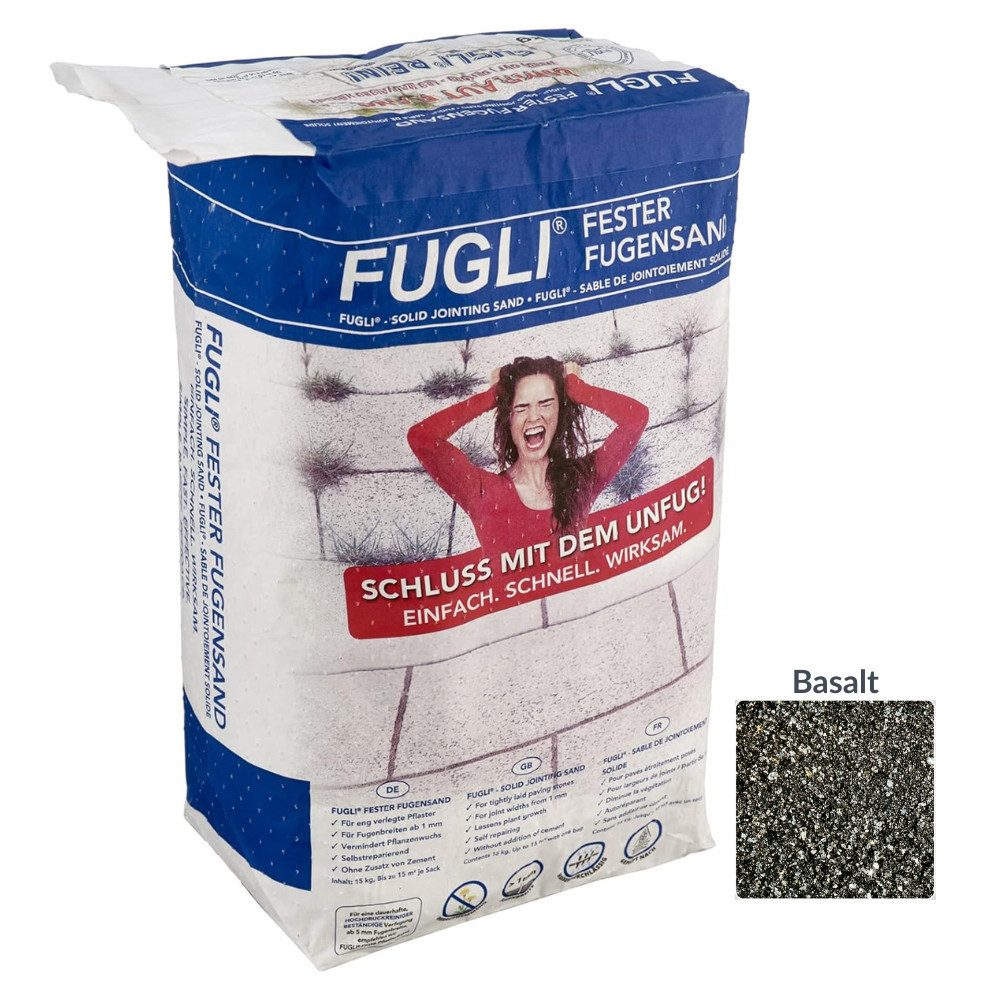 FUGLI® Fugensand Fester Premium Fugensand 15kg, ideal für schmale Fugen, unkrauthemmend, wird nach Aktivierung fest