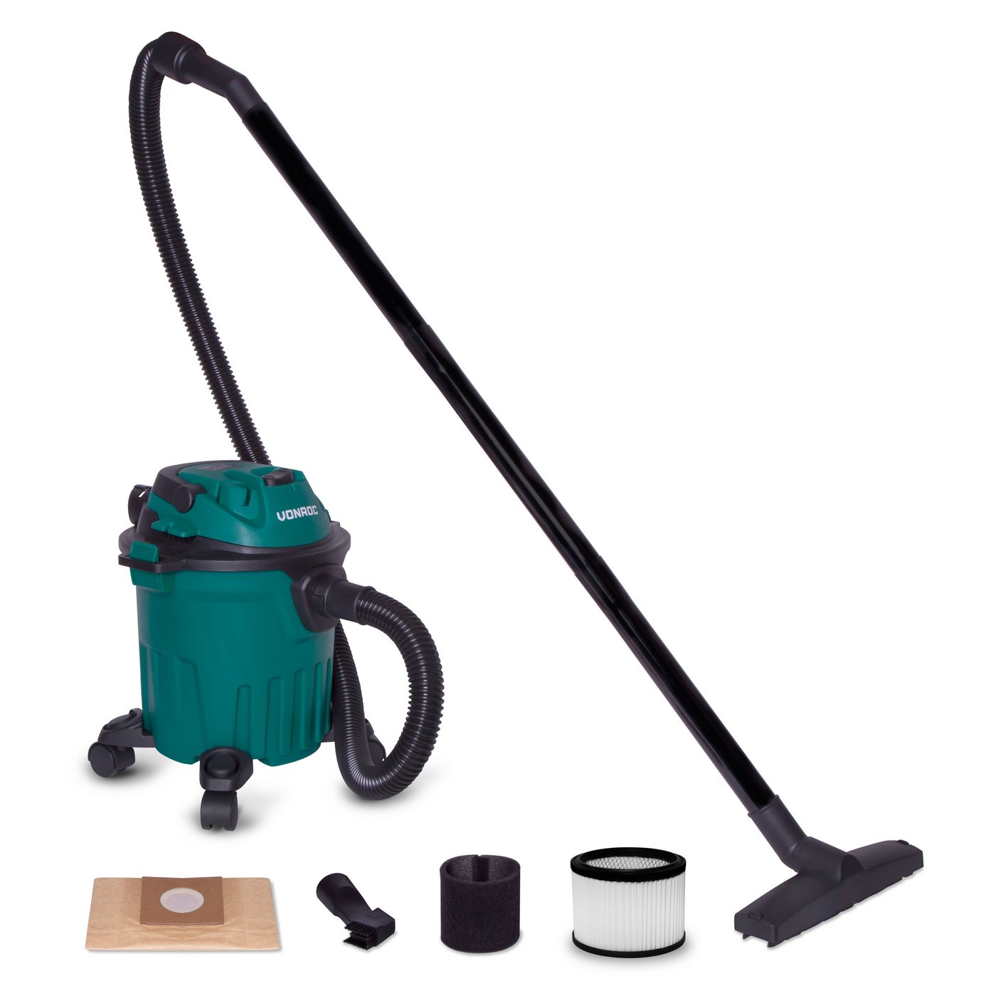 VONROC Nass-Trocken-Sauger Allzweckstaubsauger – für Nass- und Trockenstaubsaugung –, 1000 W, beutellos, Blasfunktion – 12L Tank – 5m Stromkabel
