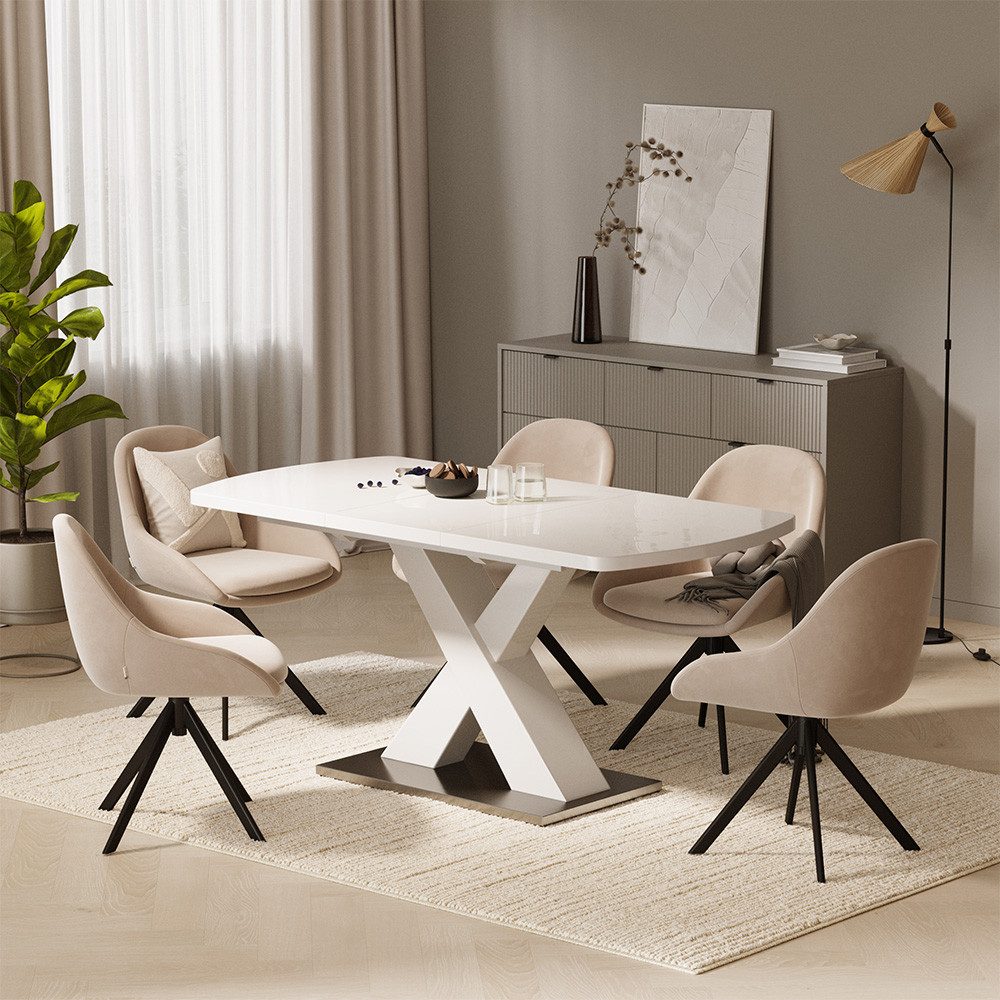Vicco Esstisch Chinto, Weiß, 120-160 x 80 cm ausziehbar (1-St)