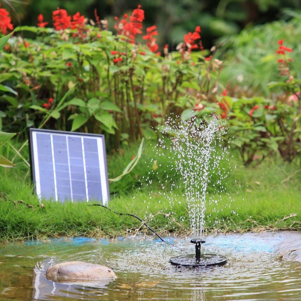 Jormftte Gartenbrunnen Fontäne schwimmender 1pcs), (Paket, Solar Düsen verschiedenen Pumpe, Mit