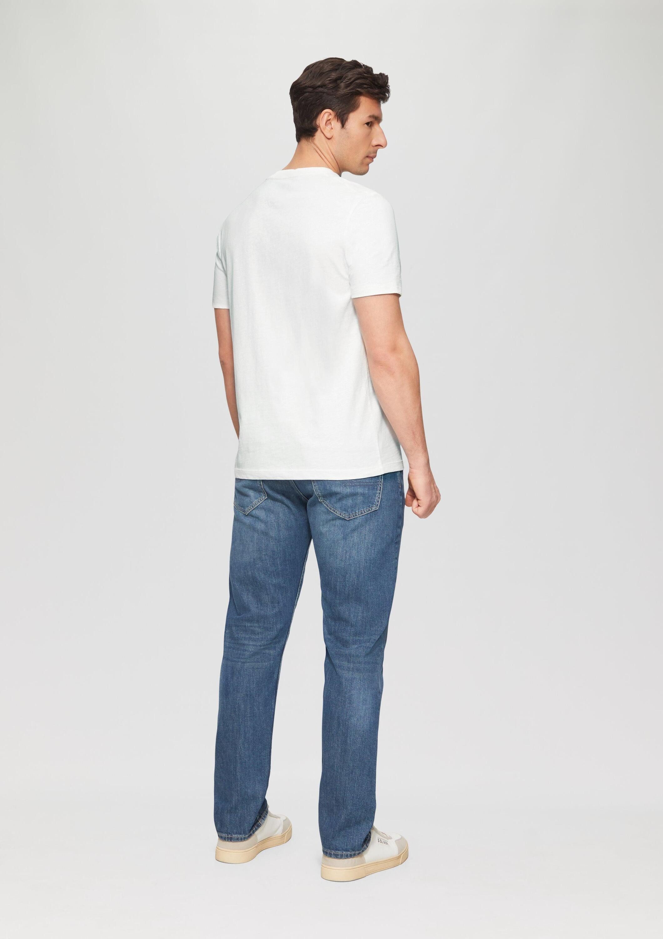 s.Oliver Kurzarmshirt T-Shirt T-Shirt mit Flammgarnstruktur und Logo-Print