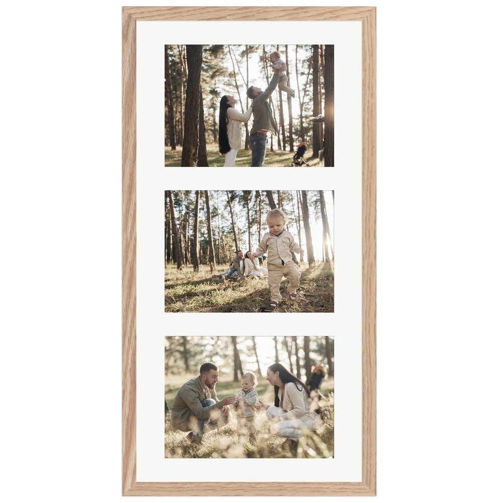 WANDStyle Galerierahmen G950 25x50 cm, für 3 Bilder, im Format 13x18 cm, aus Massivholz in der Farbe Eiche – Bild 5 von 5