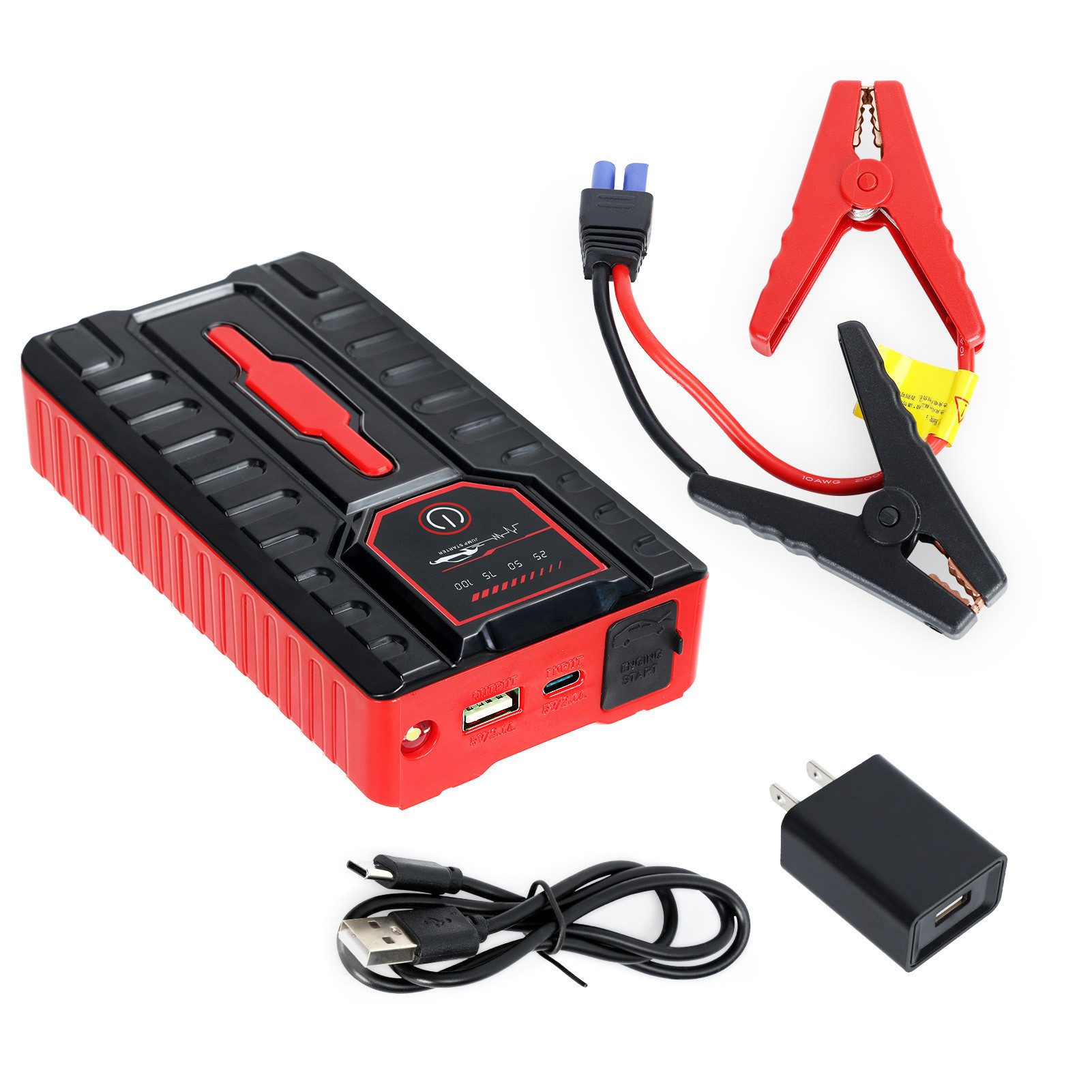 Rutaqian Auto-Starthilfe, 6000mAh tragbares Ladegerät Power Bank Starthilfegerät, für 12V-Fahrzeuge SUV Motorrad ATV Rasenmäher, tablets, and more.