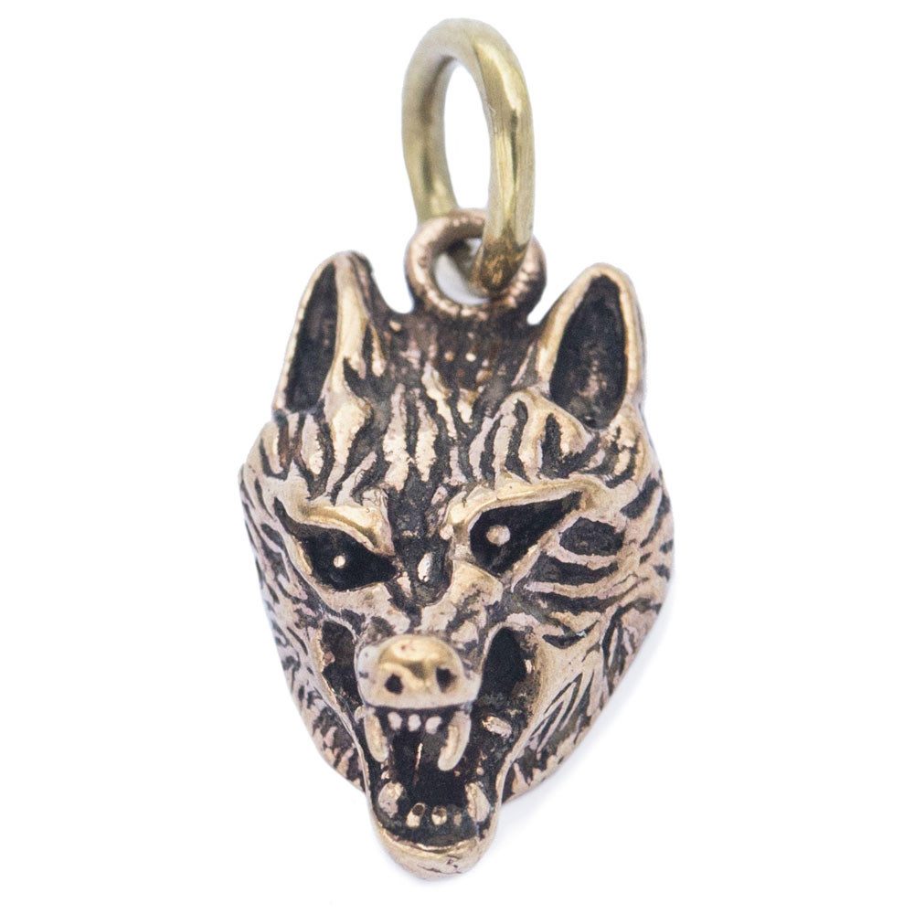 Kettenanhänger Wolfskopf Hund Bronze Anhänger Schmuck - Sonstige Tiere - 27x12mm