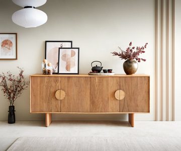 DELIFE Sideboard Surimu, Akazie Hellbraun 175 cm 4 Türen 2 Fächer Kork-Griff Holzfüße Sideboard