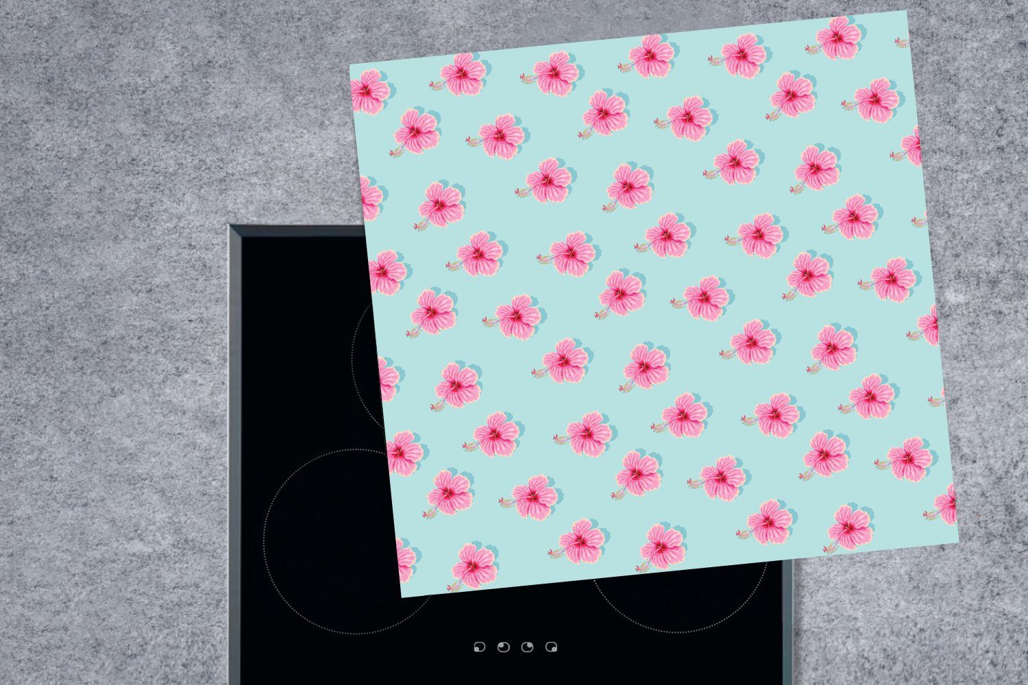 MuchoWow Herdblende-/Abdeckplatte Blumen Arbeitsplatte - 78x78 Vinyl, tlg), Sommer, - küche Sakura cm, (1 für Ceranfeldabdeckung