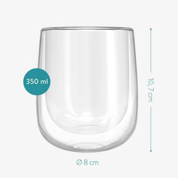 Navaris Gläser-Set 4x doppelwandige Gläser 350ml - Thermogläser, Glas