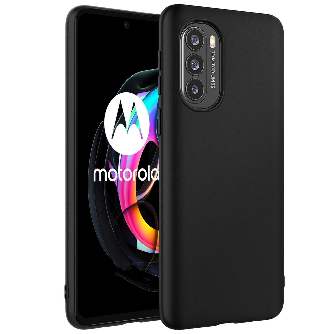 CoolGadget Handyhülle Handy Schutzhülle für Motorola Moto G62 5G matt schwarz 6,5 Zoll, Silikon TPU Hülle Schutz Tasche Cover schlicht Slim Case