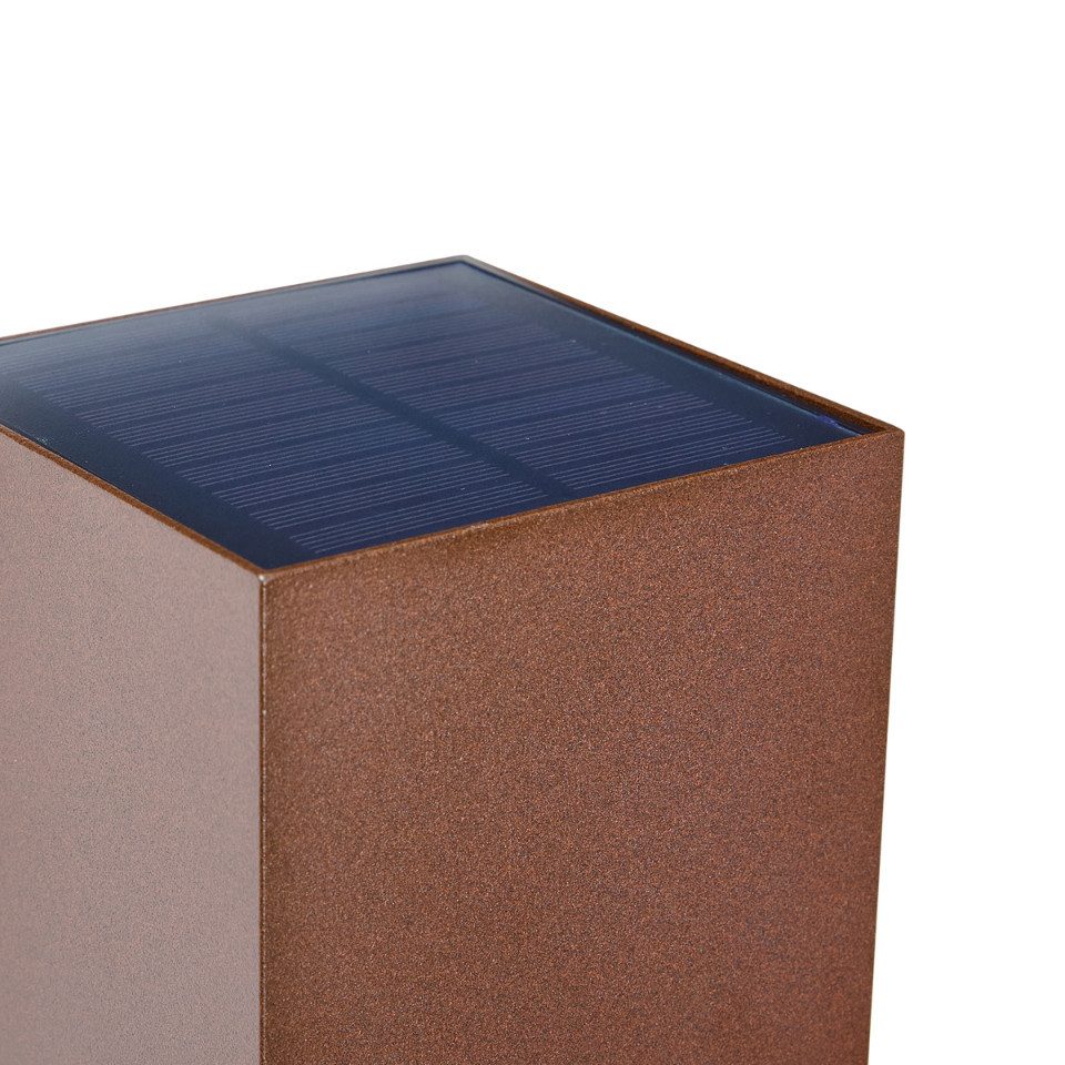 Qazqa LED Solarleuchte Charlene, LED fest integriert, Extra-Warmweiß, QAZQA Solar­leuchte, integrated, Rostbraun, Aluminium, Modern