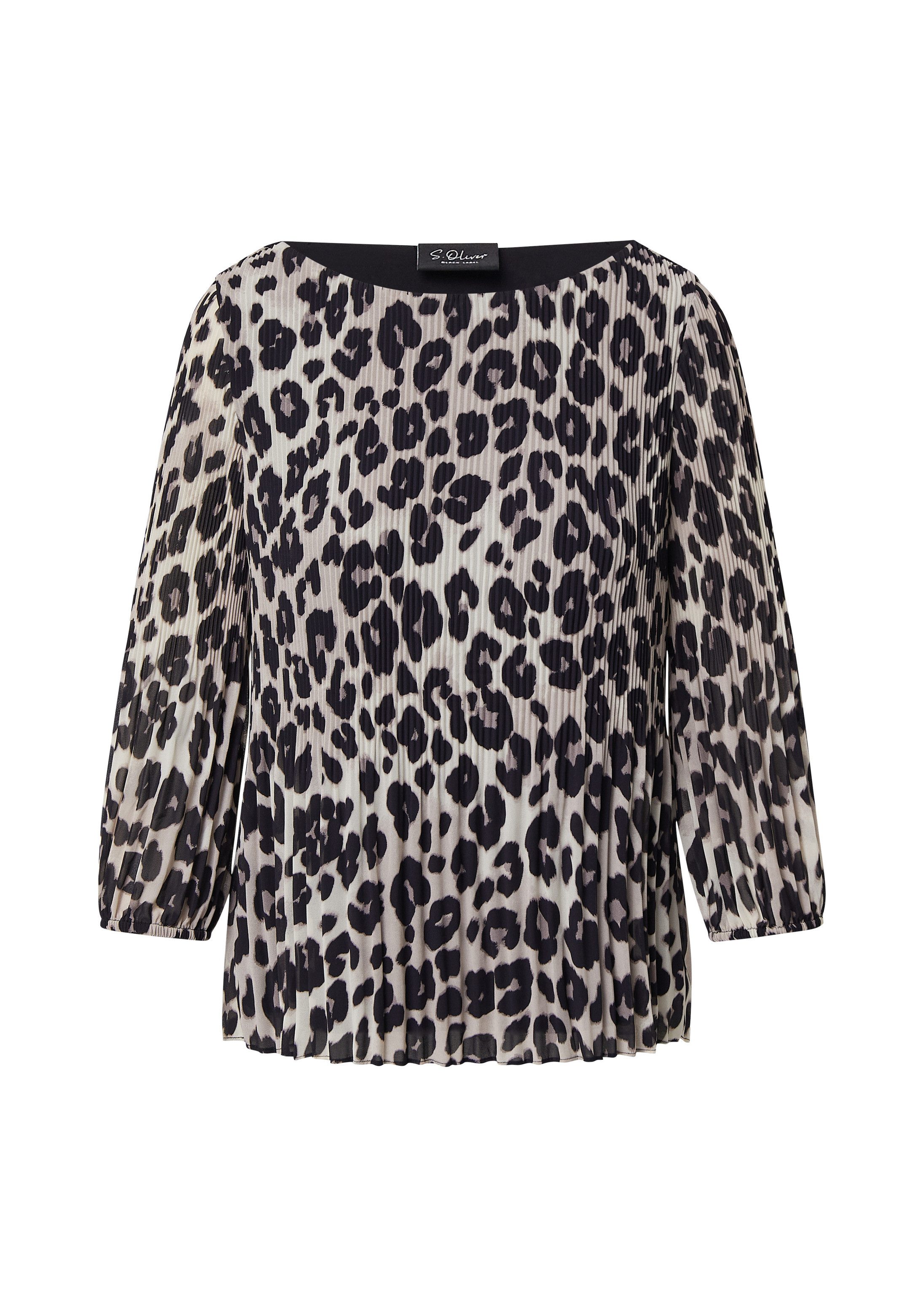 s.Oliver Langarmbluse Bluse Plissierte Bluse mit All-over-Print
