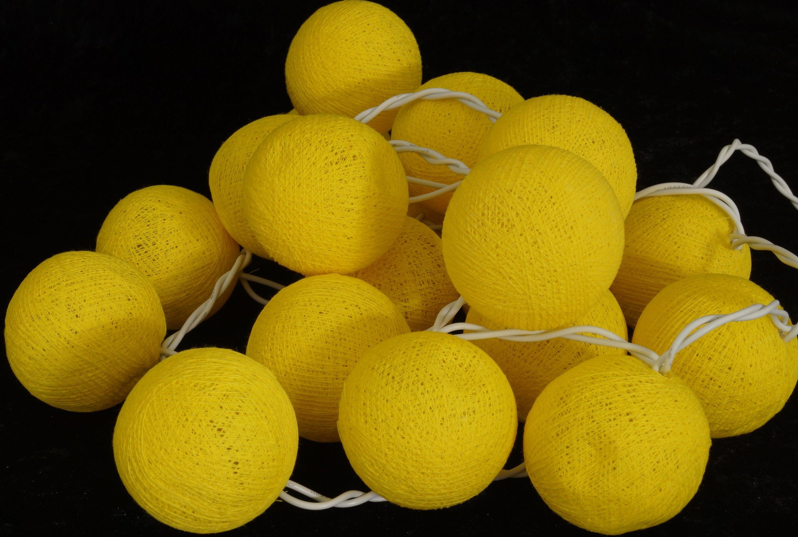 LED-Lichterkette Ball gelb LED Lampion.. Kugel Lichterkette, Guru-Shop Stoff