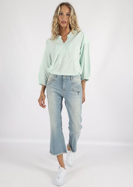 Miracle of Denim Schlagjeans - verkürzte Bootcut Jeans - Verwaschene 3/4-Je günstig online kaufen
