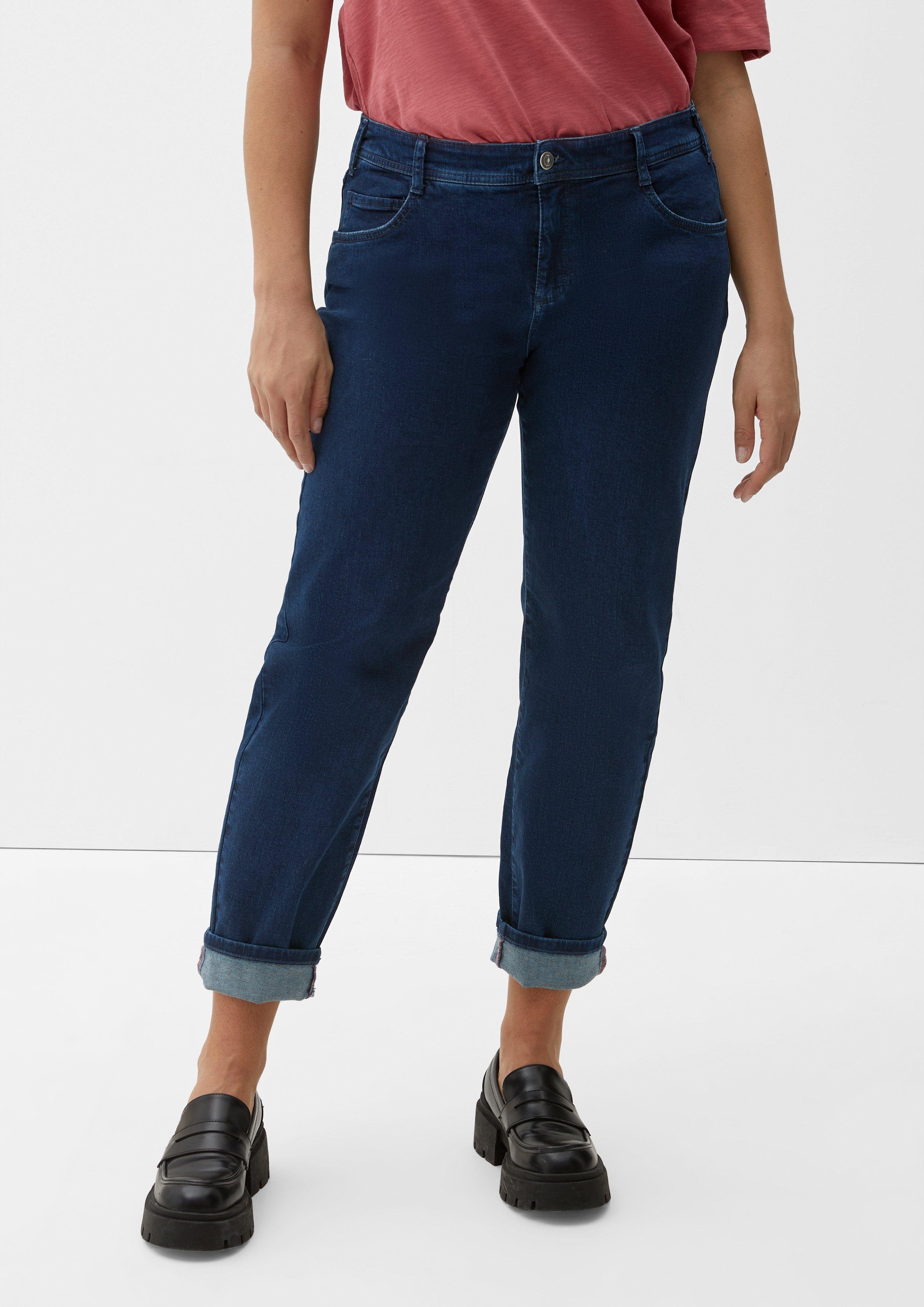 Fit Rise / Kontrastnähte, / / Jeans Stoffhose Mid Straight TRIANGLE Leg Waschung Slim