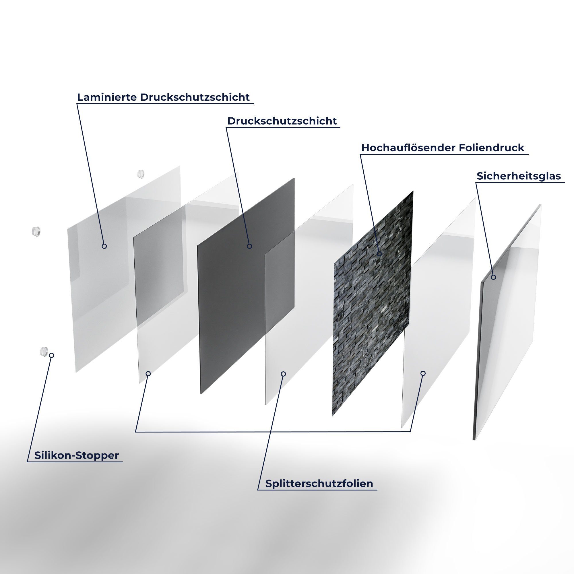 Schneideplatte 'Natursteinmauer', Glas, Frühstücksbrett Schneidebrett Platte DEQORI