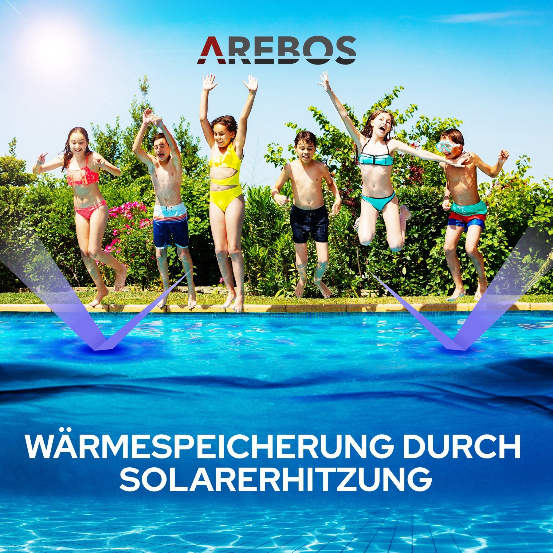 Arebos Solarabdeckplane Wärmeplane Solarfolie Solarplane Solarheizung Pool Heizung (Stück, Blau), Lässt sich auf die gewünschte Größe zuschneiden