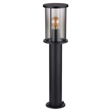 Globo Sockelleuchten, Leuchtmittel nicht inklusive, Stehlampe Gartenleuchte Terrasse wetterfest Edelstahl schwarz H 60 cm