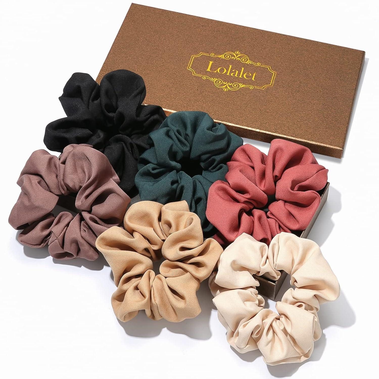 LuxusKollektion Haargummi 6er Set Damen Haargummis Weiche Elastische Stoff Haarbänder 6 Farben