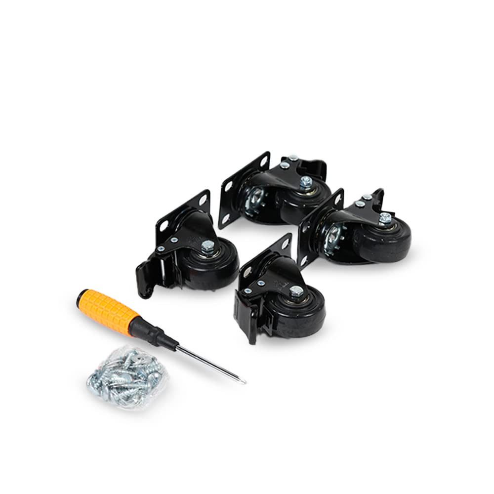 bestTools Schwerlastrolle Werkbank Rollen 75 mm, 360° drehbar 4er Set bis 270 kg, 2 Rollen mit Bremse, inkl. Montagewerkzeug, bodenschonend