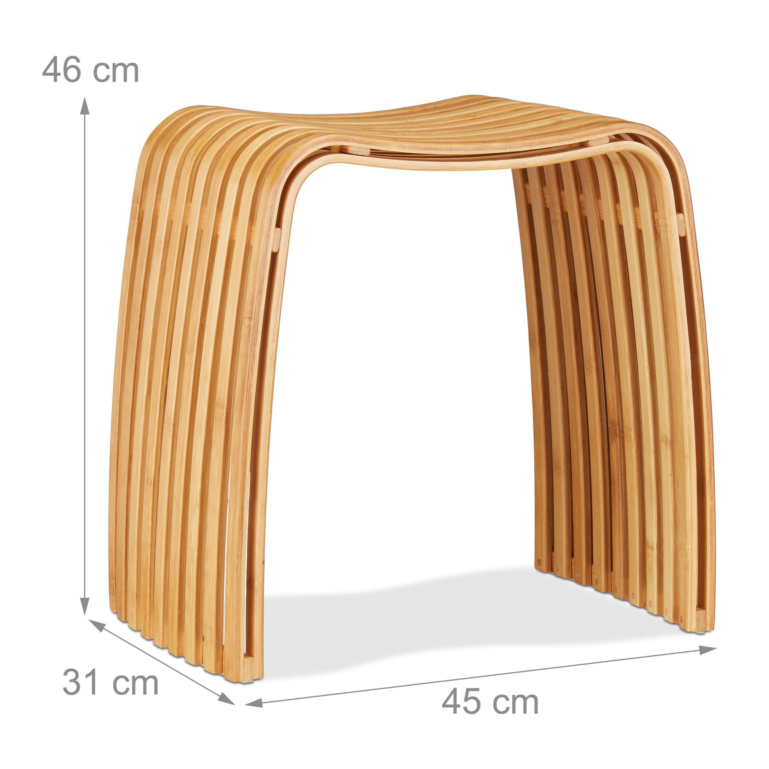 relaxdays Sitzhocker Garderoben Hocker im Bambus Design