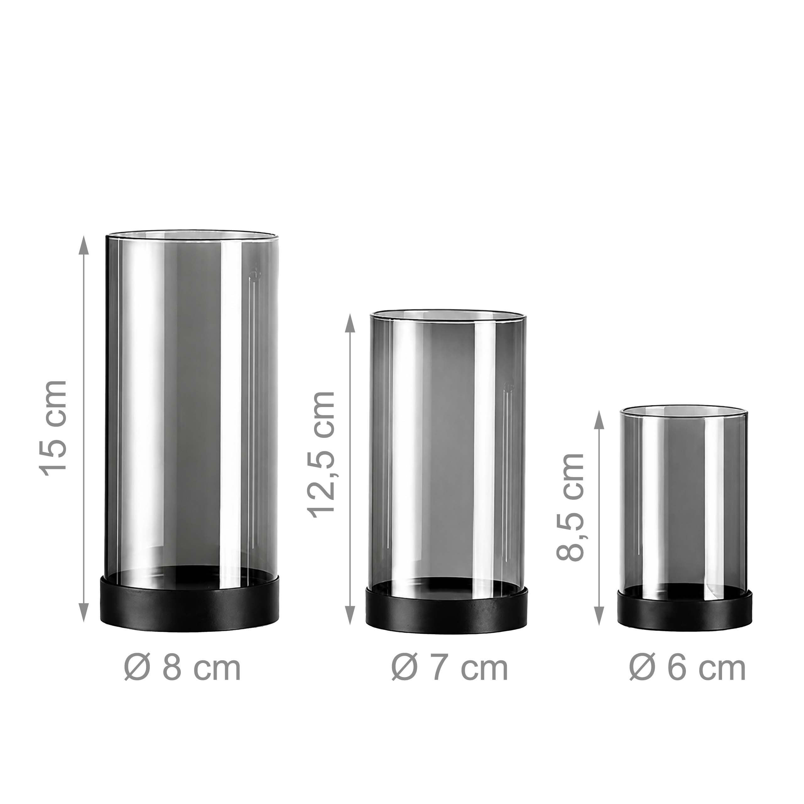 relaxdays Windlicht Rauchglas im 6er Set mit Fuß (6 St) – Bild 4 von 5