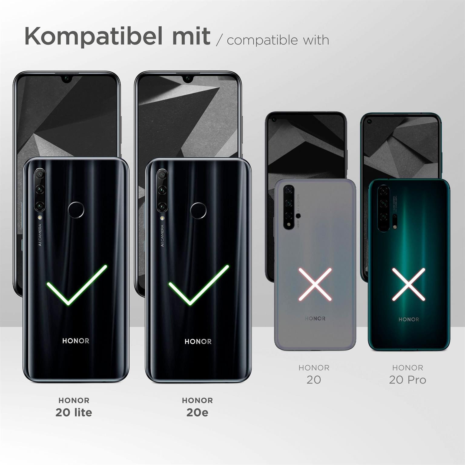 moex Handyhülle für Honor 20 Lite Hülle Klappbar Flip Case Schwarz 6,21 Zoll, 360 Grad Schutz Handytasche Leder Optik PU Lederhülle Cover Klapphülle
