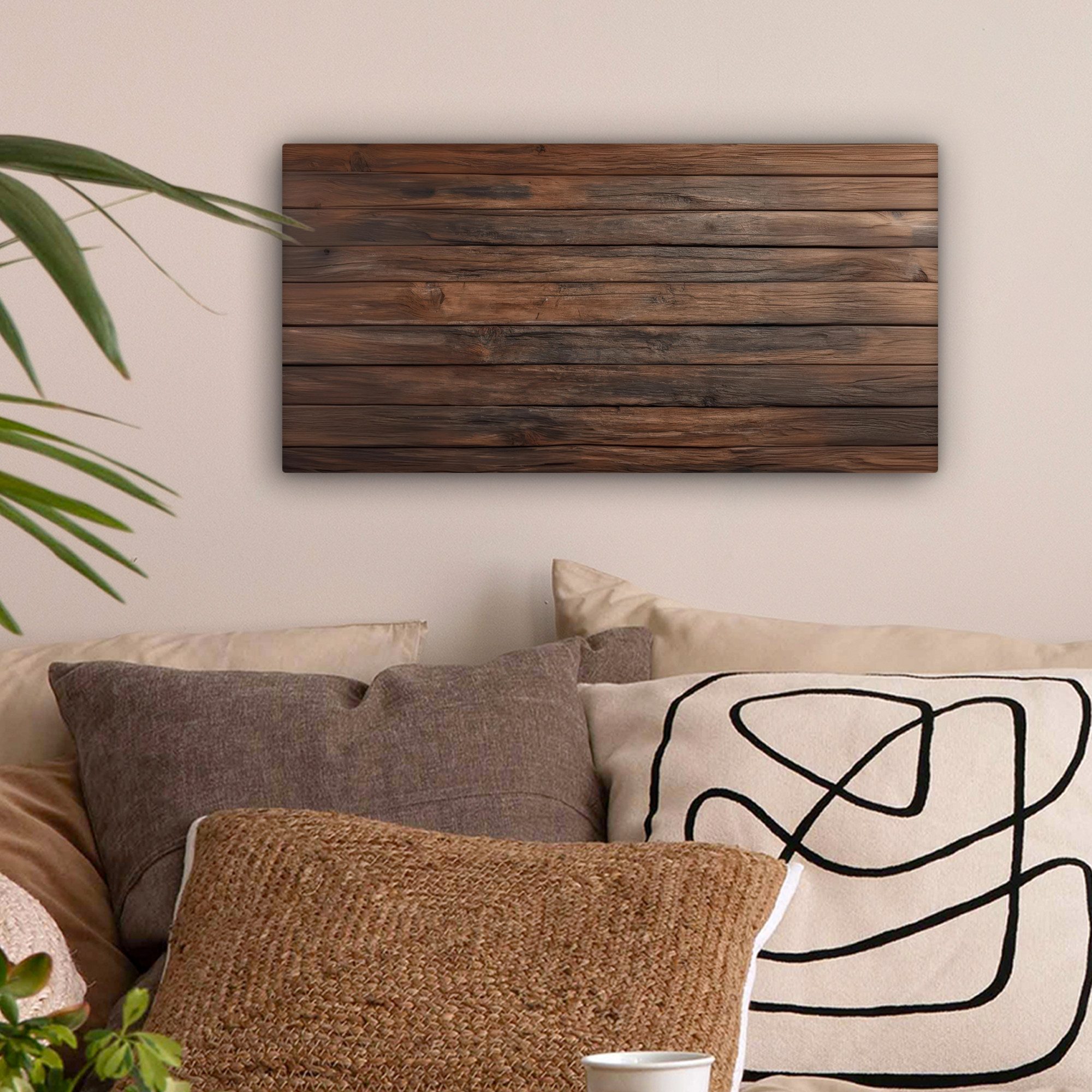 OneMillionCanvasses® Leinwandbild Panorama Holzdielenmuster - Wärme günstig online kaufen