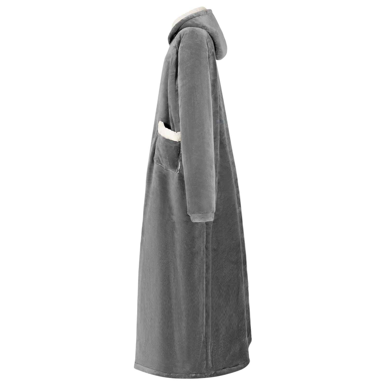 vidaXL Unisex-Bademantel Decken-Hoodie Dunkelgrau M Fleece und Flanell, Vlies