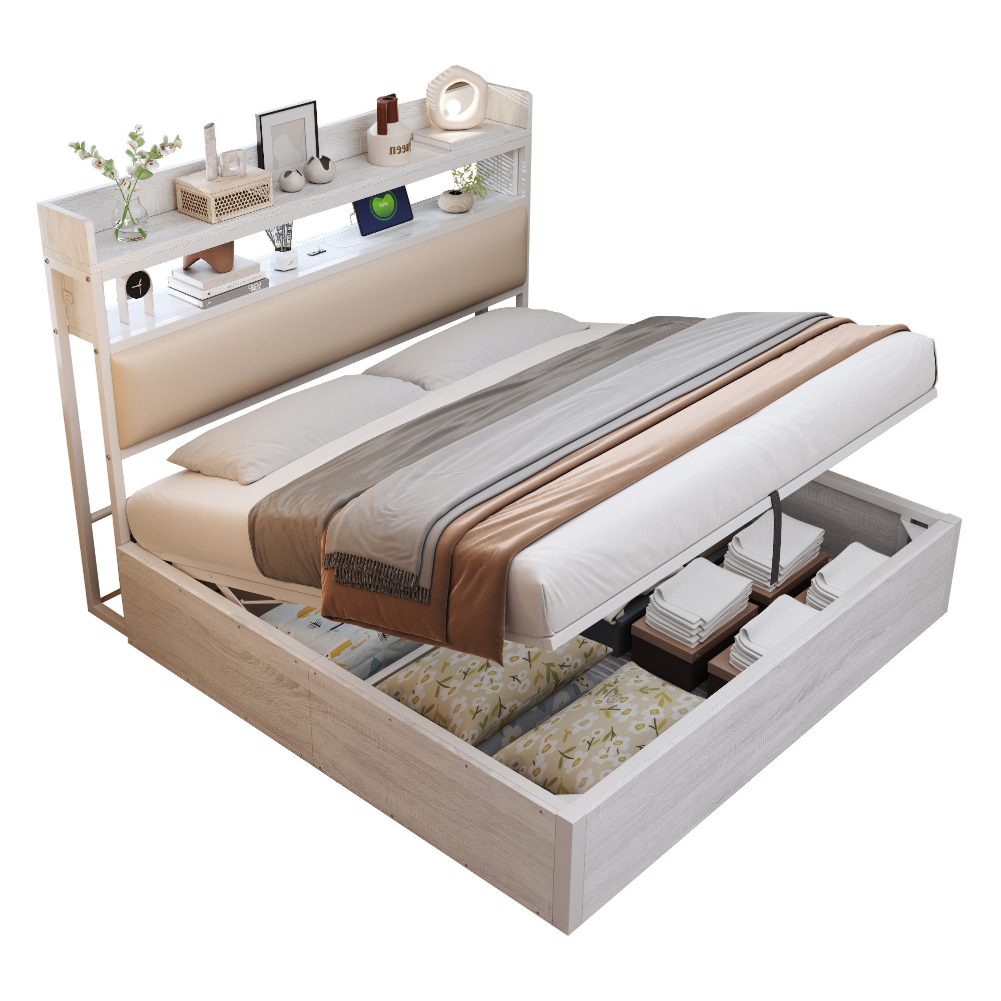 REDOM Polsterbett Hydraulikbett mit USB & günstig online kaufen