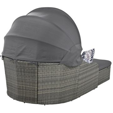 Merax Loungeset, aus Polyrattan, Strandkorb verstellbar, Gartenlounge mit Sonnendach