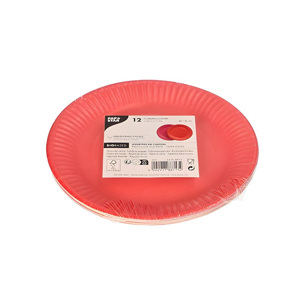 PAPSTAR Pappteller Teller, Pappe rund Ø 18 cm farbig sortiert - rot/fuchsia 240 Stk