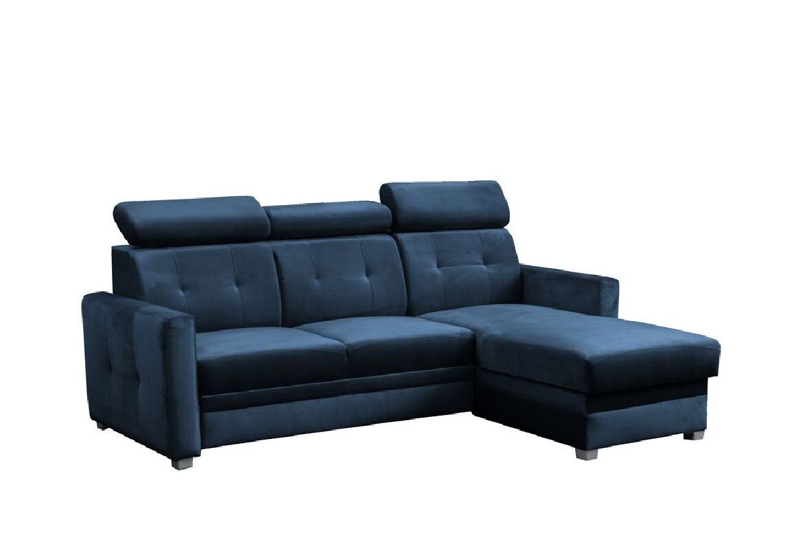 JVmoebel Ecksofa Sofa Designer Sofas Bettfunktion Bettkasten Schlafsofa Ecksofa Couch, Mit Bettfunktion Blau