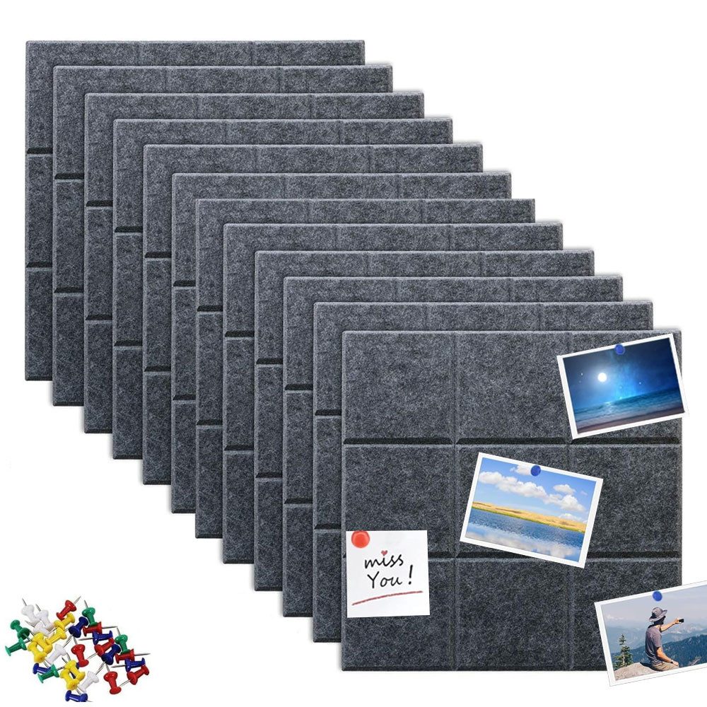 AFKSMILE Pinnwand 12 Stück Filz Pinnwand Selbstklebend, 30x30cm Dekorative Filzboard