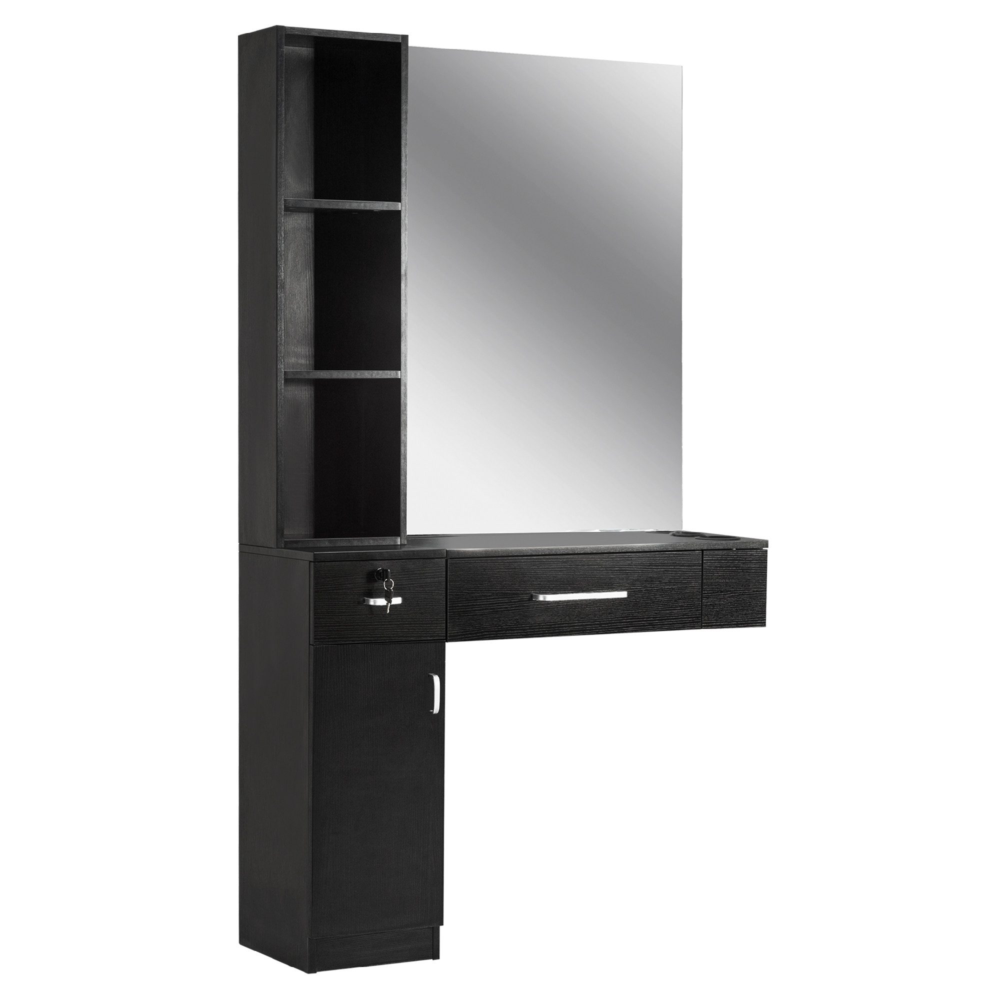 Barberpub Spiegelschrank Barberpub Friseurplatz Spiegeltisch mit Schubladen 3036BK