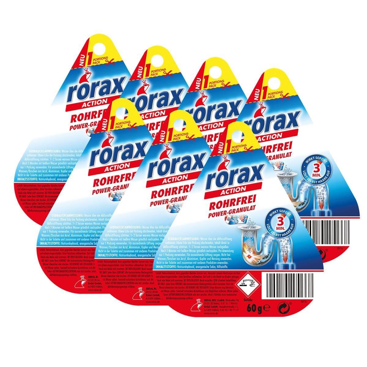 rorax 7x rorax Rohrfrei Power-Granulat Portionspack 60g - Wirkt sofort & lös Rohrreiniger