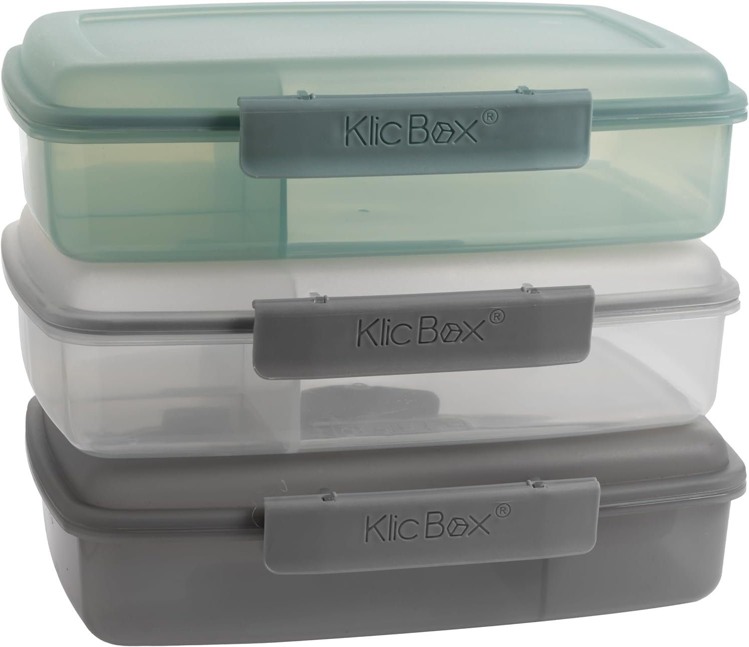 Centi Lunchbox 3er Set, Brotdose für Kinder + Erwachsene mit Fächern, Kunststoff, (Spar-Set), Lunchbox mit stabile Clickverschluss, effektive Silicondichtung