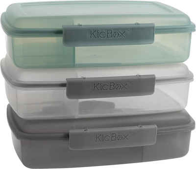 2friends Lunchbox 3er Set Lunchbox für Kinder + Erwachsene, Kunststoff, (transparent, grau, grün), mit Fächern und stabile Clickverschluss, effektive Silicondichtung