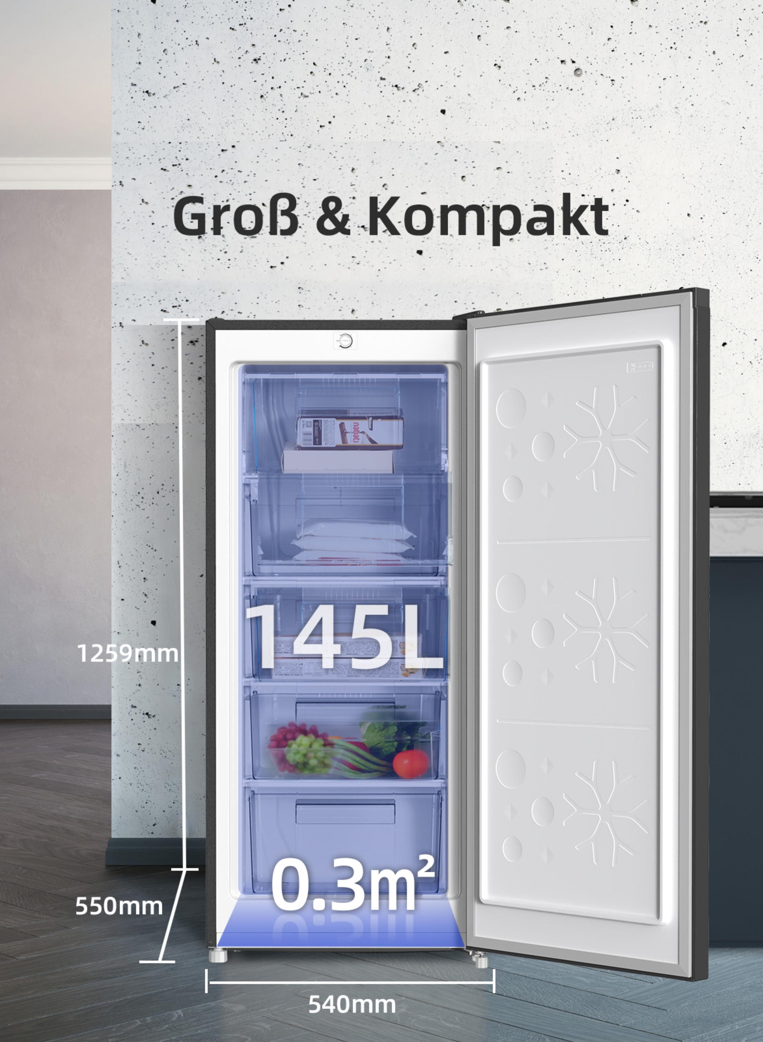 CHiQ Gefrierschrank Kompakt Gefrierschrank CSD95BC, 85 cm hoch, 54.9 cm breit, EEK C, 3 Gefrierschubladen, 4-Sterne-Gefrierfunktion, 39dB – Bild 3 von 5