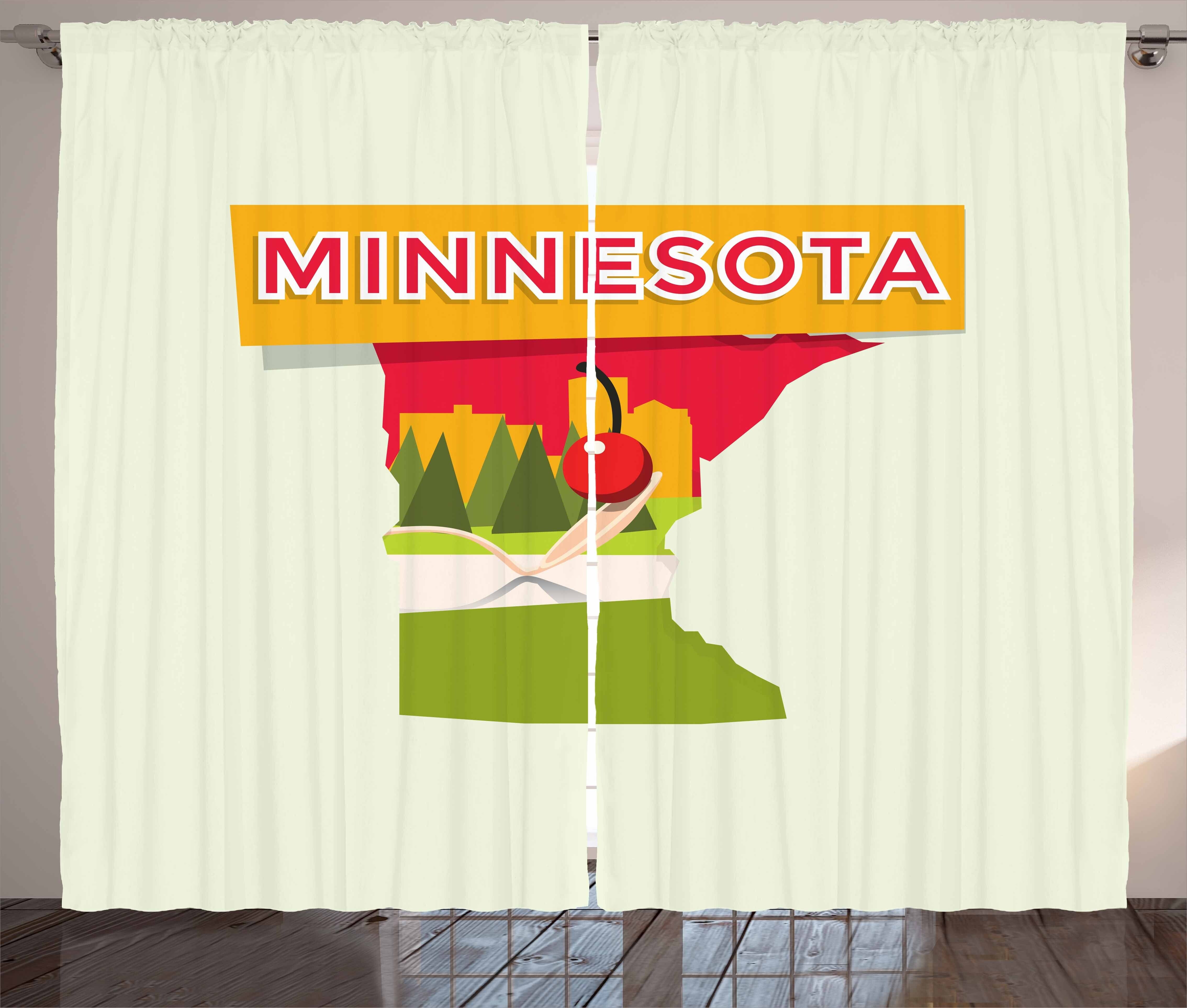 Gardine Schlafzimmer Kräuselband Vorhang Abakuhaus, Gekritzel-Staats-Karte Bunte Haken, und Minnesota Schlaufen mit