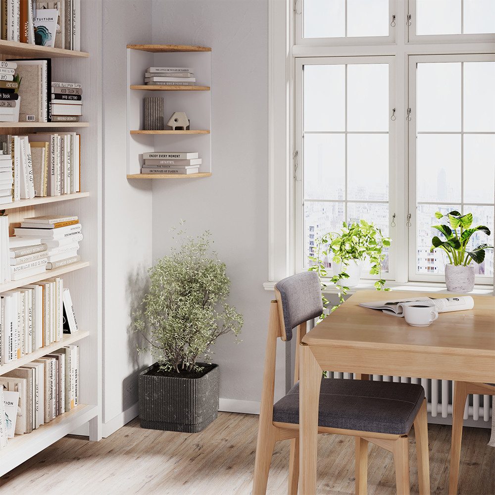 Vicco Eckregal Ecki, Weiß/Goldkraft Eiche, 30 x 60 cm günstig online kaufen