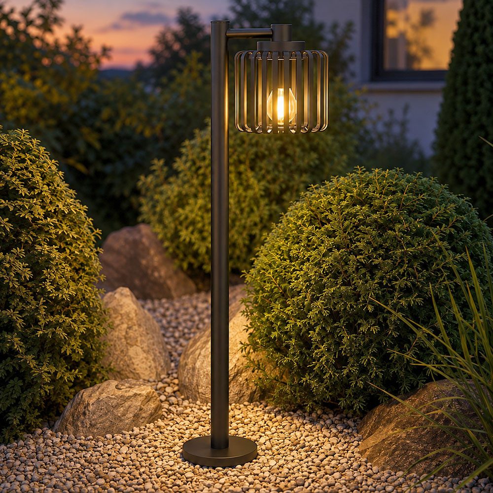 EGLO Außen-Stehlampe, Leuchtmittel nicht inklusive, Stehleuchte Außen Glas schwarz Strahlwassergeschützt IP65 H 84,5 cm