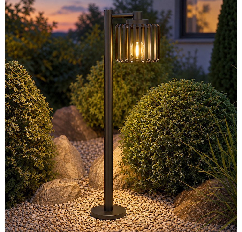 EGLO Außen-Stehlampe, Leuchtmittel nicht inklusive, Stehleuchte Außen Glas schwarz Strahlwassergeschützt IP65 H 84,5 cm