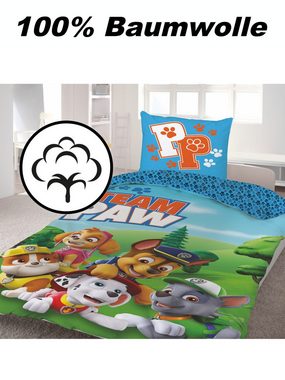 Jugendbettwäsche Paw Patrol Bettwäsche 135x200 cm 80x80 Kinderbettwäsche Jungen, SkyBrands