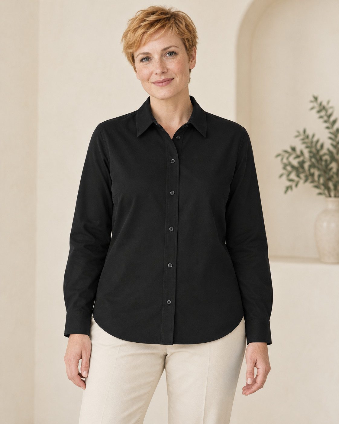 Sitztgut Hemdbluse für Damen aus Bio-Baumwolle in Oxford-Webart (1-tlg)