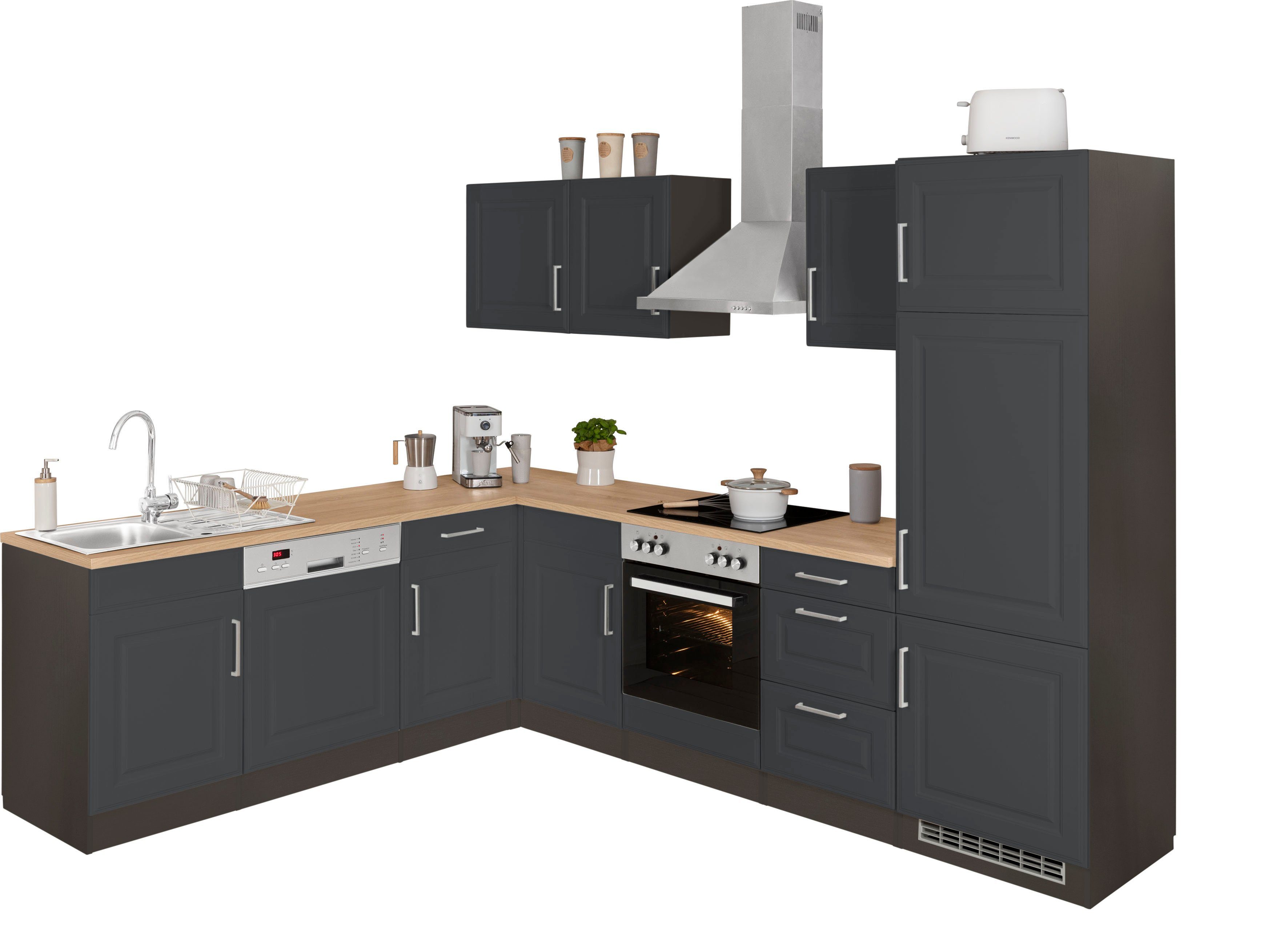 KOCHSTATION Winkelküche, Stellbreite 220x280 cm, wahlweise mit E-Geräten, MDF-Fronten