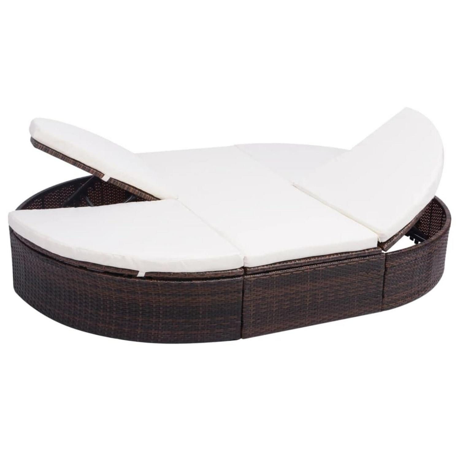 LuxusKollektion Doppelliege Gartenliege Rattan Doppel 2 Personen Braun, 1 St.